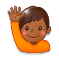 🙋🏾‍♂️ Emoji Mann mit erhobenem Arm: mitteldunkle Hautfarbe Samsung Experience 8.1.
