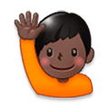 🙋🏿‍♂️ Emoji Hombre Con La Mano Levantada: Tono De Piel Oscuro en Samsung Experience 8.1.