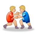 🤼🏼‍♂️ Emoji Hombres Luchando, Tono De Piel Claro Medio en Samsung Experience 8.1.
