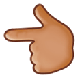 👈🏽 Emoji Dorso Da Mão Com Dedo Indicador Apontando Para A Esquerda: Pele Morena na Samsung Experience 8.1.