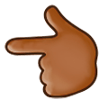 👈🏾 Emoji Dorso Da Mão Com Dedo Indicador Apontando Para A Esquerda: Pele Morena Escura na Samsung Experience 8.1.