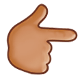 👉🏽 Emoji Dorso Da Mão Com Dedo Indicador Apontando Para A Direita: Pele Morena na Samsung Experience 8.1.
