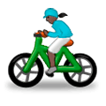 🚴🏿‍♀️ Emoji Mujer En Bicicleta: Tono De Piel Oscuro en Samsung Experience 8.1.