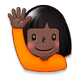 🙋🏿‍♀️ Emoji Frau mit erhobenem Arm: dunkle Hautfarbe Samsung Experience 8.1.