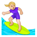 🏄🏼‍♀️ Emoji Mujer Haciendo Surf: Tono De Piel Claro Medio en Samsung Experience 8.1.