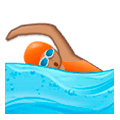 🏊🏽‍♀️ Emoji Schwimmerin: mittlere Hautfarbe Samsung Experience 8.1.