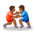 🤼🏾 Emoji Personas Luchando, Tono De Piel Oscuro Medio en Samsung Experience 8.1.