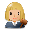 👩🏼‍⚖️ Emoji Jueza: Tono De Piel Claro Medio en Samsung Experience 8.5.