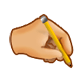 Émoji 🖎🏼 Main gauche qui écrit: Peau Moyennement Claire sur Samsung Experience 8.5.