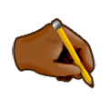 🖎🏾 Emoji La mano izquierda escribiendo: Tono De Piel Oscuro Medio en Samsung Experience 8.5.