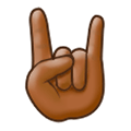 🤘🏾 Emoji Mano Haciendo El Signo De Cuernos: Tono De Piel Oscuro Medio en Samsung Experience 8.5.