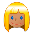 👱🏽‍♀️ Emoji Frau: mittlere Hautfarbe, blond Samsung Experience 9.0.