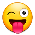 Emoji 😜 Faccina Che Fa L’occhiolino E Mostra La Lingua su Samsung Experience 9.0.