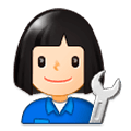 👩🏻‍🔧 Emoji Mechanikerin: helle Hautfarbe Samsung Experience 9.0.