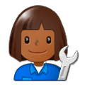 👩🏾‍🔧 Emoji Mecânica: Pele Morena Escura na Samsung Experience 9.0.