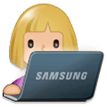 Émoji 👩🏼‍💻 Informaticienne : Peau Moyennement Claire sur Samsung Experience 9.0.