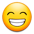 Emoji 😁 Faccina Raggiante Con Occhi Felici su Samsung Experience 9.0.