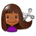 💇🏾 Emoji Persona Cortándose El Pelo: Tono De Piel Oscuro Medio en Samsung Experience 9.0.