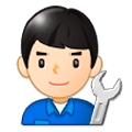 👨🏻‍🔧 Emoji Mechaniker: helle Hautfarbe Samsung Experience 9.0.