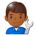 👨🏾‍🔧 Emoji Mecánico: Tono De Piel Oscuro Medio en Samsung Experience 9.0.