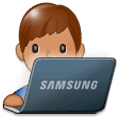 Émoji 👨🏽‍💻 Informaticien : Peau Légèrement Mate sur Samsung Experience 9.0.