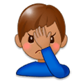 🤦🏽‍♂️ Emoji sich an den Kopf fassender Mann: mittlere Hautfarbe Samsung Experience 9.0.