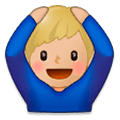 🙆🏼‍♂️ Emoji Mann mit Händen auf dem Kopf: mittelhelle Hautfarbe Samsung Experience 9.0.