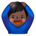 🙆🏿‍♂️ Emoji Mann mit Händen auf dem Kopf: dunkle Hautfarbe Samsung Experience 9.0.
