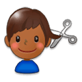 💇🏾‍♂️ Emoji Homem Cortando O Cabelo: Pele Morena Escura na Samsung Experience 9.0.