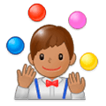 🤹🏽‍♂️ Emoji Hombre Haciendo Malabares: Tono De Piel Medio en Samsung Experience 9.0.