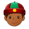 👲🏾 Emoji Mann mit chinesischem Hut: mitteldunkle Hautfarbe Samsung Experience 9.0.