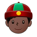 👲🏿 Emoji Mann mit chinesischem Hut: dunkle Hautfarbe Samsung Experience 9.0.