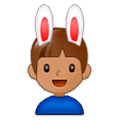 👯🏽‍♂️ Emoji Hombres Con Orejas De Conejo, Tono De Piel Medio en Samsung Experience 9.0.