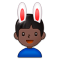 👯🏿‍♂️ Emoji Männer mit Hasenohren, dunkle Hautfarbe Samsung Experience 9.0.
