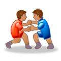 🤼🏽‍♂️ Emoji Hombres Luchando, Tono De Piel Medio en Samsung Experience 9.0.