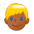 👱🏾 Emoji Pessoa: Pele Morena Escura E Cabelo Louro na Samsung Experience 9.0.