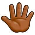 🖑🏾 Emoji Dorso de la mano con los dedos extendidos para arriba: Tono De Piel Oscuro Medio en Samsung Experience 9.0.