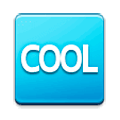 🆒 Emoji Wort „Cool“ in blauem Quadrat Samsung Experience 9.0.