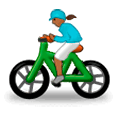 🚴🏾‍♀️ Emoji Mujer En Bicicleta: Tono De Piel Oscuro Medio en Samsung Experience 9.0.