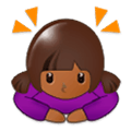 🙇🏾‍♀️ Emoji Mujer Haciendo Una Reverencia: Tono De Piel Oscuro Medio en Samsung Experience 9.0.
