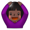 🙆🏿‍♀️ Emoji Frau mit Händen auf dem Kopf: dunkle Hautfarbe Samsung Experience 9.0.