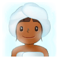 🧖🏾‍♀️ Emoji Mujer En Una Sauna: Tono De Piel Oscuro Medio en Samsung Experience 9.0.
