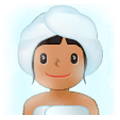 🧖🏽‍♀️ Emoji Frau in Dampfsauna: mittlere Hautfarbe Samsung Experience 9.0.