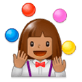 🤹🏽‍♀️ Emoji Jongleurin: mittlere Hautfarbe Samsung Experience 9.0.