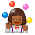 🤹🏾‍♀️ Emoji Mujer Haciendo Malabares: Tono De Piel Oscuro Medio en Samsung Experience 9.0.