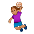 🤾🏽‍♀️ Emoji Mujer Jugando Al Balonmano: Tono De Piel Medio en Samsung Experience 9.0.