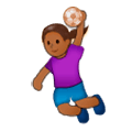 🤾🏾‍♀️ Emoji Jogadora De Handebol: Pele Morena Escura na Samsung Experience 9.0.