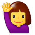 🙋‍♀️ Emoji Mulher Levantando A Mão na Samsung Experience 9.0.