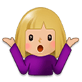 🤷🏼‍♀️ Emoji schulterzuckende Frau: mittelhelle Hautfarbe Samsung Experience 9.0.