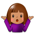🤷🏽‍♀️ Emoji Mulher Dando De Ombros: Pele Morena na Samsung Experience 9.0.